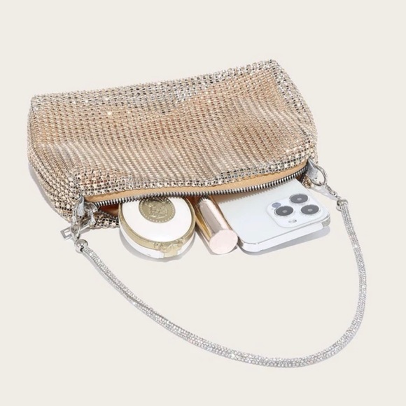 Gold Rhinestone Evening Party Clutch Bag Purse - NEW - Picture 5 of 6